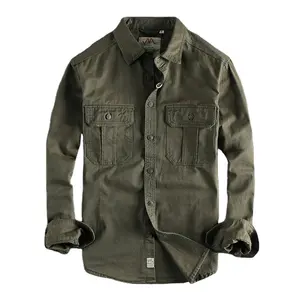 2023 फैशन वॉश एन-स्टाइल वर्दी लंबी आस्तीन शर्ट पुरुषों की डबल जेब आकस्मिक युवा जैकेट पतली कोट