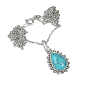 Venta al por mayor 925 plata esterlina joyería fina colgante turquesa piedra preciosa con 925 sello chapado en oro plata colgante joyería - Product Image 1