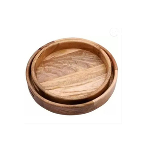 Plateau en bois, plateau de service à thé, plateau en bois imbriqué avec poignée, style rustique, pièces en bois personnalisées, hôtel - Product Image 3