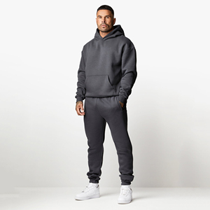 Ensemble de survêtement 2 pièces pour hommes, en fibre de bambou 100%, respirant, séchage rapide, grande taille, pour la course et l'entraînement, avec logo personnalisé - Product Image 1