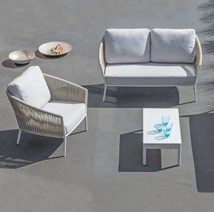 Ensemble de salon d'extérieur moderne ColorWave, 4 pièces, canapé en corde tressée, fauteuil, table basse |   Horticlub Hotel Résistant aux UV/aux intempéries - Product Image 1