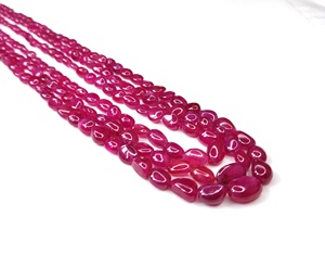 100% tự nhiên manak mala <span class=keywords><strong>Ruby</strong></span> Vòng cổ 322.65 CT xử lý nhiệt <span class=keywords><strong>ruby</strong></span> hạt hình bầu dục phong cách hợp thời trang kỷ niệm bán buôn đá hạt - Product Image 2