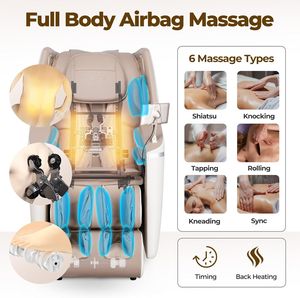 Fauteuil de massage de luxe 8D zéro gravité pour tout le corps, avec rail SL, rouleaux pour les pieds, thérapie thermique, multifonctionnel, inclinable, pour usage domestique - Product Image 3