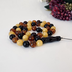 Tespih de Ámbar Báltico Multicolor, 45 Cuentas de Ámbar Natural Misbaha; Cuentas de Oración Tasbih, Lujo para la Oración Musulmana - Product Image 1