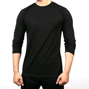 เสื้อยืดแขนยาวสำหรับผู้ชายเสื้อยืดคอกลมแขนยาวดีไซน์เรียบ - Product Image 1
