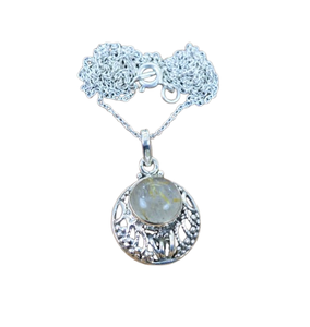 Joyería colgante clásica para mujer, joyería de estilo bohemio de plata, Plata de Ley 925, piedras preciosas de rutilo dorado, colgante hecho a mano, regalo - Product Image 1