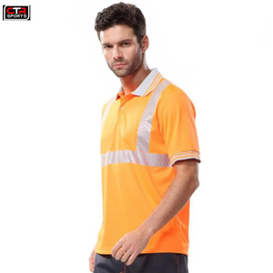 Polo de trabajo de construcción de manga corta reflectante de alta visibilidad para hombre al por mayor ropa de seguridad impermeable en Tallas grandes - Product Image 2