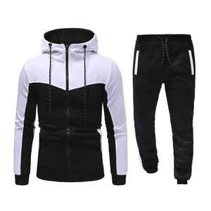 Ensembles de jogging pour hommes, ensemble deux pièces, veste en nylon zippée à empiècements et pantalon de jogging, survêtement en nylon personnalisé pour hommes - Product Image 1