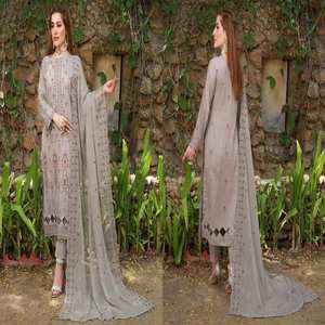 Traje de 3 piezas de alta calidad de camisa de césped dupatta de gasa y Pantalón de algodón ropa india y paquistaní de calidad de súper lujo - Product Image 2