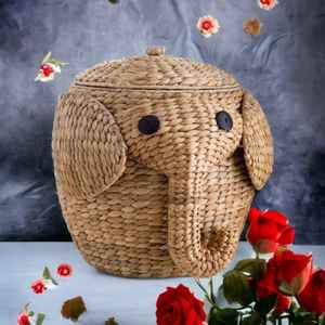 Nouveaux paniers tissés à la mode en rotin de jonc de mer tissés à la main mignon bac créatif éléphant Design maison stockage panier en rotin - Product Image 5