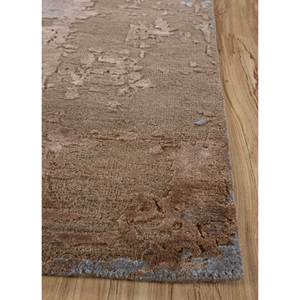 Tapis Uvenuti en laine et soie de bambou à motifs abstraits gris et noir noué à la main pour usage domestique - Modèle 5004 - Product Image 4