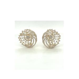 Nuevos pendientes de diamantes naturales de oro amarillo de 14 quilates de moda para ocasiones especiales de mujer - Product Image 1