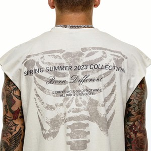 เสื้อยืดผ้าฝ้ายออร์แกนิคสำหรับผู้ชายเสื้อยืดโอเวอร์ไซส์เปิดไหล่ตกโลโก้แบบออกแบบได้ตามที่ต้องการ - Product Image 6