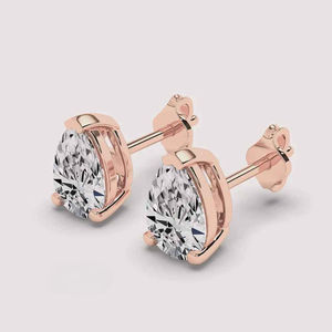 Pendientes de oro rosa de 14kt con diamantes cultivados en laboratorio, chapado en rodio, certificado IGI, bonito diseño de corte brillante, compromiso de fiesta de boda - Product Image 1