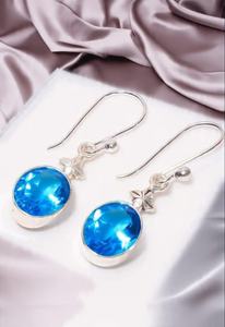 ต่างหูบลูโทแพซทำมือ ชุบทอง เงินสเตอร์ลิง น่ารัก เหมาะสำหรับงานปาร์ตี้ ของขวัญประจำเดือนธันวาคม สำหรับผู้หญิง - Product Image 4