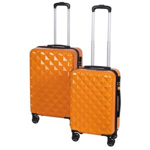 Set Moderno di 2 Valigie Arancioni con Finitura Diamantata, Leggere, a 4 Ruote, in PU, con Chiusura a Cerniera Metallica, Impermeabili per Uso Esterno e Aeroportuale - Product Image 1