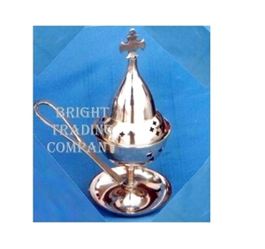 Brûleur d'encens élégant en laiton avec poignée pour usage religieux et diffuseur d'aromathérapie, encens indien de qualité supérieure - Product Image 1