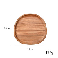 Ensembles de plateaux créatifs en acacia, design personnalisé, ronds, irréguliers, ovales, vaisselle en bois massif, assiettes pour fruits, desserts, pain