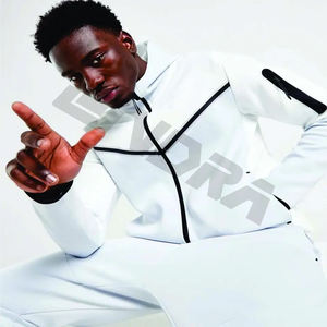 Men's Custom Brand Fitness Fleece Tracksuit Winter Jogger Top and Skinny Trousers with <b>String</b> <b>Hoodie</b> - Product Image 3