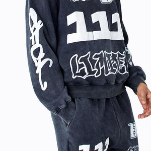 Service OEM, ensemble survêtement et sweat-shirt imprimé délavé personnalisé, ensemble de sweats à capuche délavés au soleil, ensemble deux pièces de haute qualité - Product Image 5