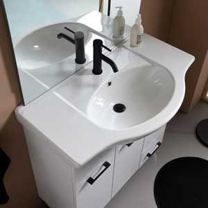 85cm White Export <b>Bathroom</b> Cabinet with <b>Black</b> Details Mirror and Ravenna Lamp Premium <b>Bathroom</b> <b>Set</b> - Product Image 2