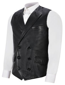 เสื้อกั๊กนักขี่มอเตอร์ไซค์แฟชั่นใหม่คลาสสิกผ้าคอร์ดูราหนังวัวสไตล์สตรีทระบายอากาศได้ดีสำหรับฤดูหนาว - Product Image 5