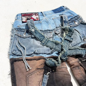 Jeans à jambes larges déchirés pour hommes taille haute 100% coton écologique respirant de haute qualité en gros - Product Image 3