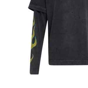 เสื้อยืดแขนยาวลำลองสองชั้นสำหรับผู้ชายผ้าฝ้าย100% วินเทจระบายได้ดี - Product Image 5