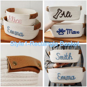 Cesta <span class=keywords><strong>con</strong></span> <span class=keywords><strong>nombre</strong></span> <span class=keywords><strong>personalizada</strong></span>, cesta de regalo para bebé, caja de regalo para ducha, cestas de almacenamiento de cuerda de algodón de tela plegable para niños - Product Image 5