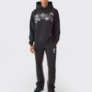 Dernier design de survêtement d'hiver imprimé pour hommes avec strass, 2-en-1, respirant, séchage rapide, 100% coton, plusieurs tailles - Product Image 1