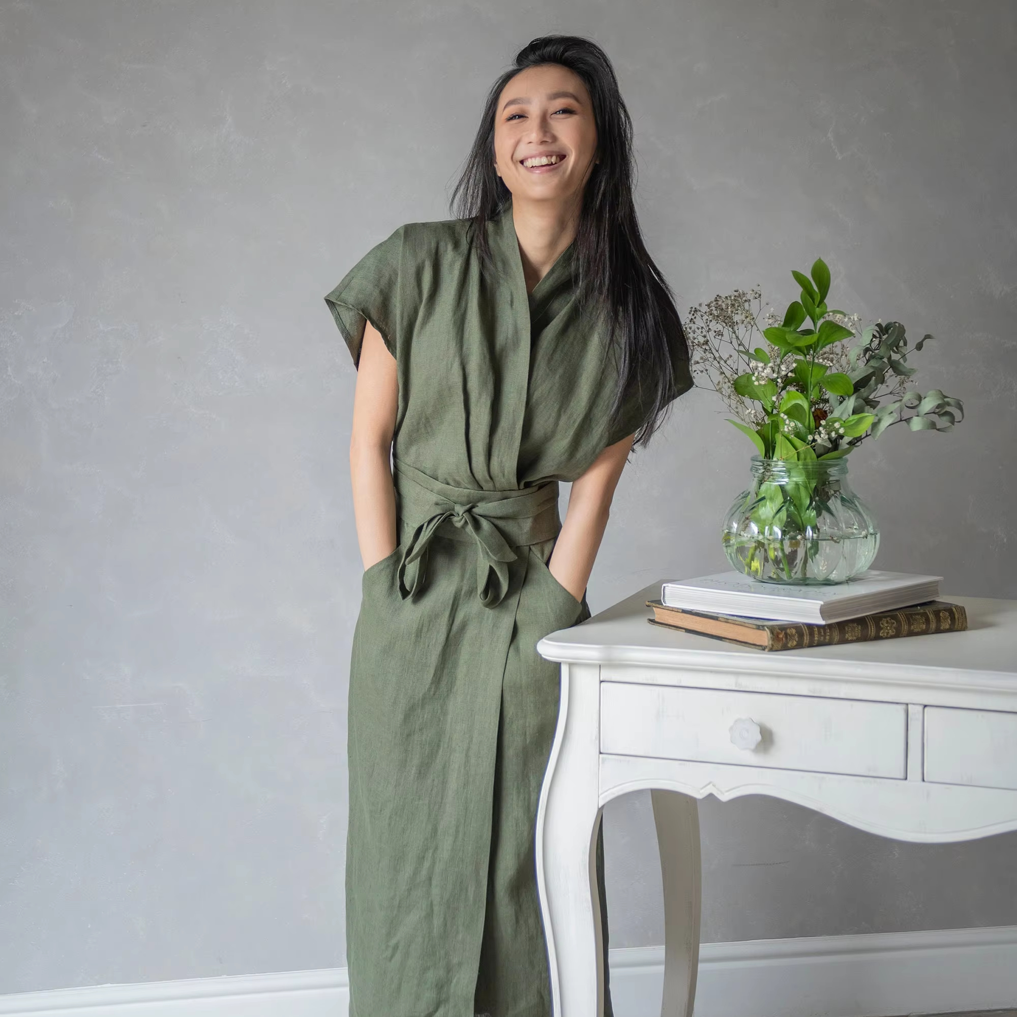 High Quality Kimono Linen Wrap Dress Green Linen Kimono Wrap Dress Linen Elegant Long Kimono Oversized Clothes for Women| Alibaba.com High Quality Kimono Linen Wrap Dress Green Linen Kimono Wrap Dress Linen Elegant Long Kimono Oversized Clothes for Women| Alibaba.com