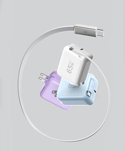 Cargador GaN todo en uno de 65W con cable USB C retráctil, cargador de pared integrado para computadora portátil, teléfono, tableta - Product Image 3