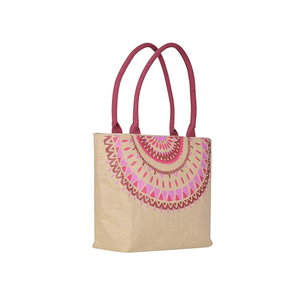 กระเป๋าถือหรูหราเป็นมิตรกับสิ่งแวดล้อมพิมพ์โลโก้ได้ตามต้องการสไตล์แฟชั่นพร้อมถุงช้อปปิ้งผ้าปอกระเจาประดับตัวอักษร - Product Image 2