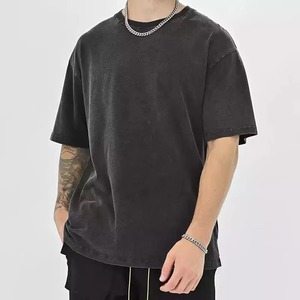 T-shirt oversize en coton épais, style vintage, délavé à l'acide, avec logo imprimé, jersey vierge de grande taille 4XL pour hommes, vente en gros - Product Image 6