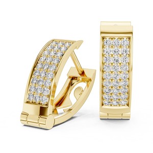 Pendientes de Aro Rectangulares con Pavé de Moissanita Redonda, Plata de Ley 925, 54 Piedras - Product Image 6