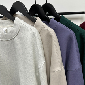 Suéter de Cuello Redondo para Hombre de Alta Calidad, Tejido con Hilo Teñido, Estilo Pullover, Otoñal, Ecológico, Color Sólido, Algodón, Corte Holgado, Resistente al Viento, 350g - Product Image 2