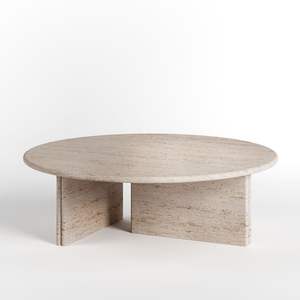 Mesa de centro de mármol travertino de diseño, mueble arquitectónico de piedra, pieza distintiva para salas de estar de alta gama - Product Image 2