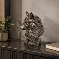Sculpture de tête de loup en pierre naturelle polie à la main, sculpture animale en cristal pour la décoration de la maison et du bureau, et cadeau pour collectionneur
