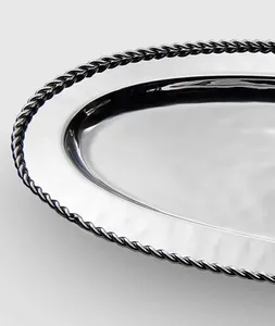 Plateau métallique de qualité export, vente en gros mondiale, plateau en aluminium poli de qualité supérieure, élégant pour la restauration, hôtels et complexes côtiers, Zahid Exports - Product Image 2
