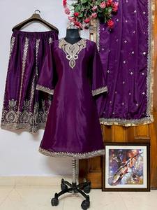 ชุดแต่งกายสำหรับงานแต่งงานและงานปาร์ตี้สำหรับผู้หญิงลายปากีสถานสีม่วง - Product Image 6