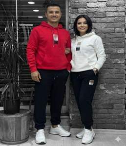 Ensemble de survêtement moderne d'hiver pour hommes et femmes, tenue de sport, taille élastique, sweat-shirt et pantalon de jogging pour la maison ou la salle de sport - Product Image 5