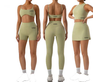 Conjunto Deportivo Ecológico de 7 Piezas para Mujer, Top y Leggings de Yoga de Secado Rápido con Logotipo Frontal y Patrón Sólido, Transpirable para Entrenamiento - Product Image 1