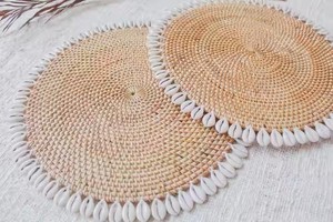 Échantillons gratuits Dessous de verre en rotin naturel fait à la main avec coquillages Vaisselle élégante et décoration intérieure du Vietnam - Product Image 5