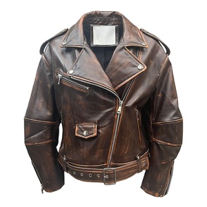 Wholesale Women's Winter Jacket in Youth Fashion New Coming Distressed Motorbike Leather Jacket Women Genuine <b>Cow</b> Leather Jacket - Product Image 1