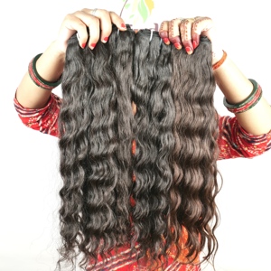Prix de gros, cheveux humains vierges bruts, double trame, Remy, indiens, mèches ondulées, couleur noire naturelle, extensions profondes - Product Image 5