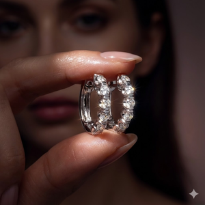 Collection de bijoux intemporels, boucles d'oreilles créoles classiques en or blanc massif 18 carats avec diamants naturels sertis en griffes rondes, anniversaire - Product Image 2