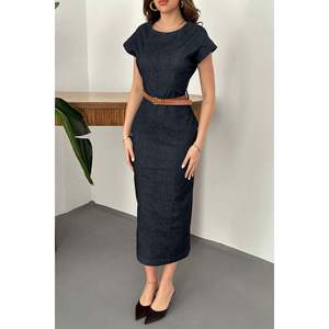 Vestido Largo de Mezclilla Azul - Azul - Product Image 4