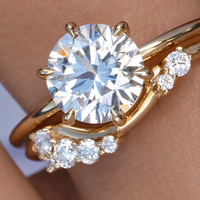 Bague solitaire 2 carats à taille ronde avec six griffes, alliance de mariage et bague de fiançailles avec contour accentué pour femme, cadeau