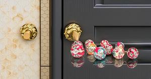 Ornate Red Floral <b>Ceramic</b> <b>Knobs</b> Hand Painted Pulls for Cabinets & Cupboards for Bedroom Bathroom Living Room - Product Image 5