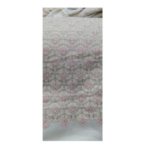 All Over Embroidery With Pink Thread Viscose Georgette Dyable Fabric <b>for</b> Making Blouse Mens Clothing - Product Image 1